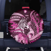 Maori Romantic Valentine Spare Tire Cover The Hongi Kiss Pink Galaxy DT05 No hole Pink - Polynesian Pride