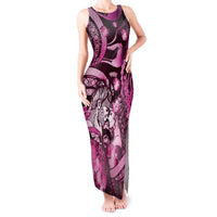 Personalised Maori Romantic Valentine Tank Maxi Dress The Hongi Kiss Pink Galaxy DT05 Women Pink - Polynesian Pride
