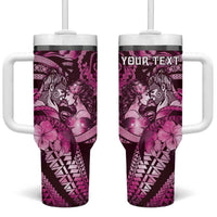 Personalised Maori Romantic Valentine Tumbler With Handle The Hongi Kiss Pink Galaxy DT05 One Size: 40 oz Pink - Polynesian Pride