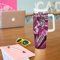 Personalised Maori Romantic Valentine Tumbler With Handle The Hongi Kiss Pink Galaxy DT05 - Polynesian Pride