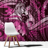Maori Romantic Valentine Window Curtain The Hongi Kiss Pink Galaxy DT05 - Polynesian Pride
