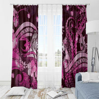 Maori Romantic Valentine Window Curtain The Hongi Kiss Pink Galaxy DT05 - Polynesian Pride