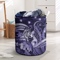 Maori Romantic Valentine Laundry Basket The Hongi Kiss Purple Galaxy DT05 Purple - Polynesian Pride