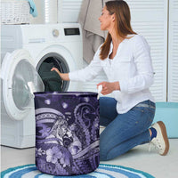 Maori Romantic Valentine Laundry Basket The Hongi Kiss Purple Galaxy DT05 - Polynesian Pride