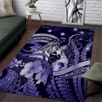 Maori Romantic Valentine Area Rug The Hongi Kiss Purple Galaxy DT05 Purple - Polynesian Pride