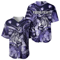 Personalised Maori Romantic Valentine Baseball Jersey The Hongi Kiss Purple Galaxy DT05 - Polynesian Pride