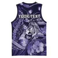 Personalised Maori Romantic Valentine Basketball Jersey The Hongi Kiss Purple Galaxy DT05 - Polynesian Pride