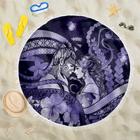 Maori Romantic Valentine Beach Blanket The Hongi Kiss Purple Galaxy DT05 One Size 150cm Purple - Polynesian Pride