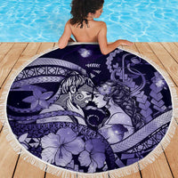 Maori Romantic Valentine Beach Blanket The Hongi Kiss Purple Galaxy DT05 - Polynesian Pride