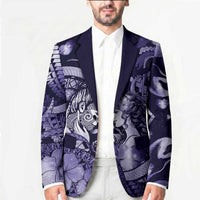 Personalised Maori Romantic Valentine Blazer The Hongi Kiss Purple Galaxy DT05 - Polynesian Pride