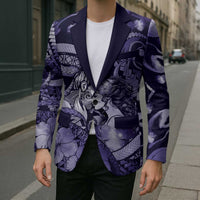 Personalised Maori Romantic Valentine Blazer The Hongi Kiss Purple Galaxy DT05 - Polynesian Pride