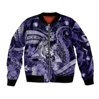 Personalised Maori Romantic Valentine Bomber Jacket The Hongi Kiss Purple Galaxy DT05 Unisex Purple - Polynesian Pride