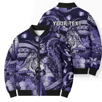 Personalised Maori Romantic Valentine Bomber Puffer Jacket The Hongi Kiss Purple Galaxy DT05 - Polynesian Pride