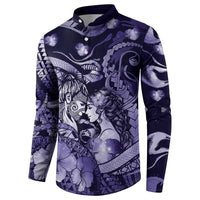 Personalised Maori Romantic Valentine Button Sweatshirt The Hongi Kiss Purple Galaxy DT05 - Polynesian Pride