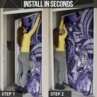 Personalised Maori Romantic Valentine Door Cover The Hongi Kiss Purple Galaxy DT05 - Polynesian Pride