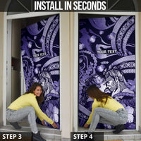 Personalised Maori Romantic Valentine Door Cover The Hongi Kiss Purple Galaxy DT05 - Polynesian Pride