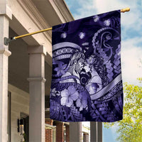 Maori Romantic Valentine Garden Flag The Hongi Kiss Purple Galaxy DT05 House Flag Purple - Polynesian Pride