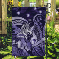 Maori Romantic Valentine Garden Flag The Hongi Kiss Purple Galaxy DT05 Garden Flag Purple - Polynesian Pride