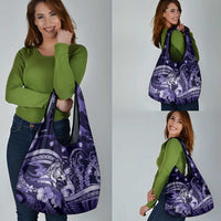 Maori Romantic Valentine Grocery Bag The Hongi Kiss Purple Galaxy DT05 - Polynesian Pride