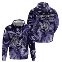 Personalised Maori Romantic Valentine Hoodie The Hongi Kiss Purple Galaxy DT05 - Polynesian Pride