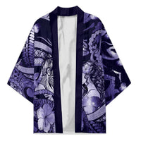 Personalised Maori Romantic Valentine Kimono The Hongi Kiss Purple Galaxy DT05 Unisex Purple - Polynesian Pride