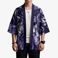 Personalised Maori Romantic Valentine Kimono The Hongi Kiss Purple Galaxy DT05 - Polynesian Pride