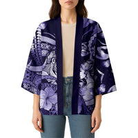 Personalised Maori Romantic Valentine Kimono The Hongi Kiss Purple Galaxy DT05 - Polynesian Pride
