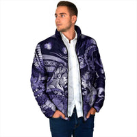 Personalised Maori Romantic Valentine Padded Jacket The Hongi Kiss Purple Galaxy DT05 - Polynesian Pride