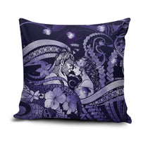 Maori Romantic Valentine Pillow Cover The Hongi Kiss Purple Galaxy DT05 Purple - Polynesian Pride