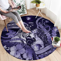 Maori Romantic Valentine Round Carpet The Hongi Kiss Purple Galaxy DT05 - Polynesian Pride