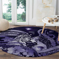 Maori Romantic Valentine Round Carpet The Hongi Kiss Purple Galaxy DT05 - Polynesian Pride