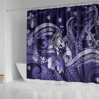 Maori Romantic Valentine Shower Curtain The Hongi Kiss Purple Galaxy DT05 - Polynesian Pride