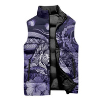 Personalised Maori Romantic Valentine Sleeveless Puffer Jacket The Hongi Kiss Purple Galaxy DT05 - Polynesian Pride