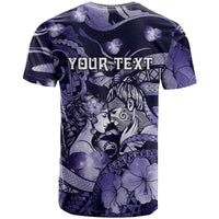 Personalised Maori Romantic Valentine T Shirt The Hongi Kiss Purple Galaxy DT05 - Polynesian Pride
