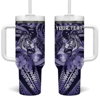 Personalised Maori Romantic Valentine Tumbler With Handle The Hongi Kiss Purple Galaxy DT05 One Size: 40 oz Purple - Polynesian Pride