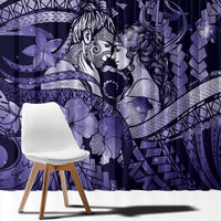 Maori Romantic Valentine Window Curtain The Hongi Kiss Purple Galaxy DT05 - Polynesian Pride
