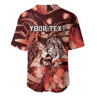 Personalised Maori Romantic Valentine Baseball Jersey The Hongi Kiss Red Galaxy DT05 - Polynesian Pride