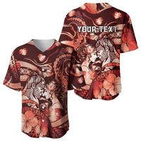 Personalised Maori Romantic Valentine Baseball Jersey The Hongi Kiss Red Galaxy DT05 - Polynesian Pride