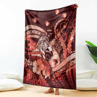 Maori Romantic Valentine Blanket The Hongi Kiss Red Galaxy DT05 - Polynesian Pride