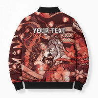 Personalised Maori Romantic Valentine Bomber Puffer Jacket The Hongi Kiss Red Galaxy DT05 - Polynesian Pride