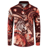 Personalised Maori Romantic Valentine Button Sweatshirt The Hongi Kiss Red Galaxy DT05 Red - Polynesian Pride