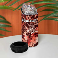 Personalised Maori Romantic Valentine 4 in 1 Can Cooler Tumbler The Hongi Kiss Red Galaxy