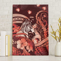 Maori Romantic Valentine Canvas Wall Art The Hongi Kiss Red Galaxy DT05 Without Frame Red - Polynesian Pride