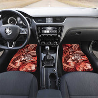 Personalised Maori Romantic Valentine Car Mats The Hongi Kiss Red Galaxy DT05 Set 2pcs - Front Red - Polynesian Pride