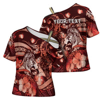 Personalised Maori Romantic Valentine Cross Shoulder Shirt The Hongi Kiss Red Galaxy DT05 - Polynesian Pride