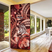Personalised Maori Romantic Valentine Door Cover The Hongi Kiss Red Galaxy DT05 - Polynesian Pride