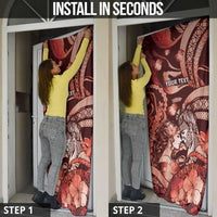 Personalised Maori Romantic Valentine Door Cover The Hongi Kiss Red Galaxy DT05 - Polynesian Pride