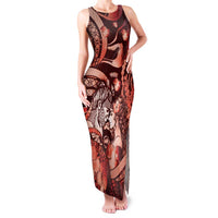 Personalised Maori Romantic Valentine Family Matching Tank Maxi Dress and Hawaiian Shirt The Hongi Kiss Red Galaxy