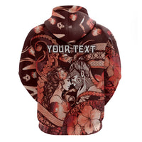 Personalised Maori Romantic Valentine Hoodie The Hongi Kiss Red Galaxy DT05 - Polynesian Pride
