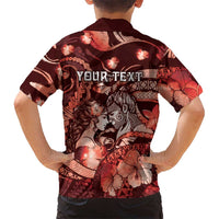 Personalised Maori Romantic Valentine Kid Hawaiian Shirt The Hongi Kiss Red Galaxy DT05 - Polynesian Pride